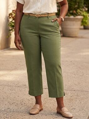 Lane Bryant Petite Olive Green Capris 4-Season Slim Stretch Crop Pant 14P